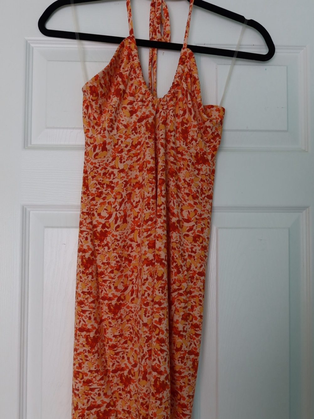 Blush Boutique Women’s Orange Floral Halter Mini Dress